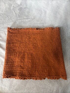 Zenana Outfitters Orange Smocked Mini Skirt